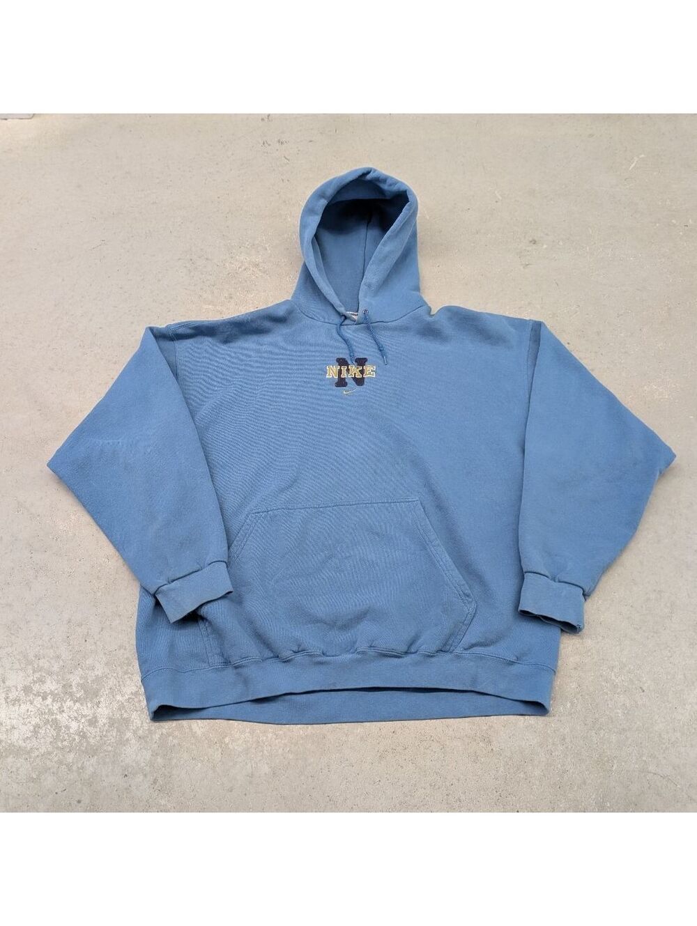 Vintage 90s Nike Center Swoosh Baby Blue Made in USA Hoodie